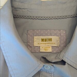 Anthropologie Maeve Light Blue Button-Down Shirt